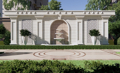 Jane European landscape wall entrance landscape wall residential community landscape wall opposite landscape wall grille landscape wall hollow landscape wall waterscape landscape wall 3d model