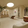 Modern Elegant Beauty Salon Interior With Reception Desk Green Plants And Comfortable Seats