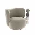 Modern Single Sofa With Curved Back Light Gray Upholstered Fabric And Ottoman 3d model