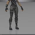 Realistic 3D Character Model With Black Cap Sleeveless Top Camouflage Pants Wrist Guards And Knee Pads