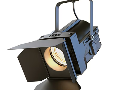 Black Downlight Spotlight Fixture with Adjustable Barn Doors and Illuminated Light Source 3d model