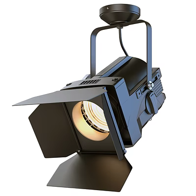Black Downlight Spotlight Fixture with Adjustable Barn Doors and Illuminated Light Source 3d model