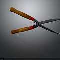 Durable Hardware Tool Scissors With Wooden Handle Red Accents And Silver Blades