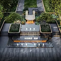 Elegant Garden Ornament Design With Water Feature Fountain Green Plants And Stone Steps