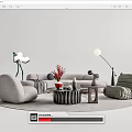 Elegant Modern Sofa And Coffee Table Set With Light Gray Upholstery And Decorative Pillows