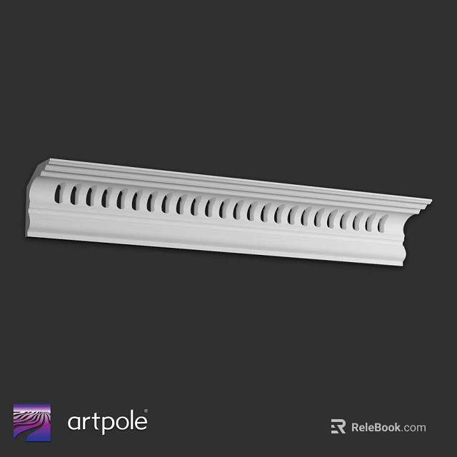 White Decorative Molding With Ornate Perforated Design For Interior Decoration 3d model 