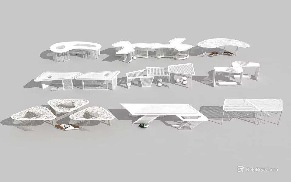 Various Creative Pergola Designs With Modern Geometric Structures For Outdoor Spaces 3d model 