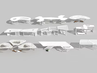 Various Creative Pergola Designs With Modern Geometric Structures For Outdoor Spaces 3d model