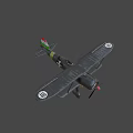 Vintage Biplane Fighter Plane With Propeller Red Nose And National Emblem