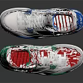 White Green Blue High Top Jordan Nike Shoes With Jumpman Logo And Orange Sole