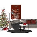 Simple Sofa Coffee Table Combination Christmas Tree 3d model