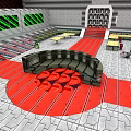 Modern Fitness Workout Area With Red Flooring And Circular Training Zones