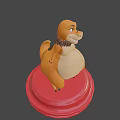 Friendly Orange Cartoon Dinosaur 3D Model With Glasses And Brown Mane