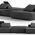 Modern Gray Sectional Sofa With Multiple Cushions And Adjustable Modules For Living Room 3d model