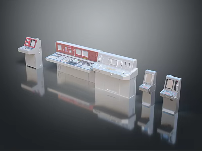 Modern Control Console Equipment With Various Units And Digital Display Panels 3d model