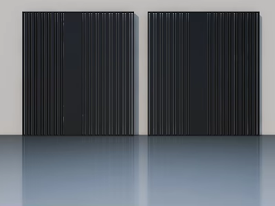 Sleek Black Hinged Doors With Vertical Stripes For Modern Interior Design 3d model