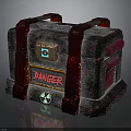 Dangerous Container With Red Straps Textured Surface Radioactive Symbol And Danger Label