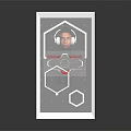 Game Movie Character In Transparent Cube Case With Red Black Outfit And Hexagon Patterns