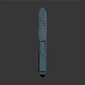 Futuristic Blue Sci Fi Gun With Red Accents And Yellow Warning Symbols