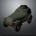Vintage Green Armored Military Vehicle With Number 718 And Weathered Exterior
