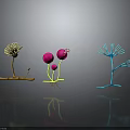 Abstract Organs And Hair Like Structures In Colorful Design With Shiny Reflective Surfaces