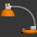 Modern Orange And White Table Lamp With Curved Arm And Round Base