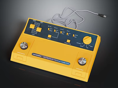 Yellow KORG Monologue Analog Synthesizer Musical Instrument With Knobs Buttons And Cables 3d model