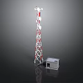 Red And White Telecommunication Tower With Antennas And Small Gray Building