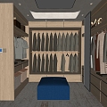 Modern Open Cloakroom Clothes Combo 3d model