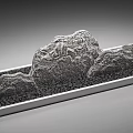 Stylish Garden Ornament with Natural Stones and Smooth Pebbles in Rectangular Tray