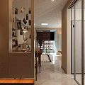 Warm Elegant Open Living And Dining Room With Green Leather Sofa And Classic Wooden Furniture