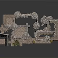 Ancient Architectural Ruins With Broken Walls Green Plants And Structural Remains