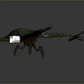 Sci Fi Vehicle Character in Game and Movie with Green Mechanical Body and Glowing Thrusters