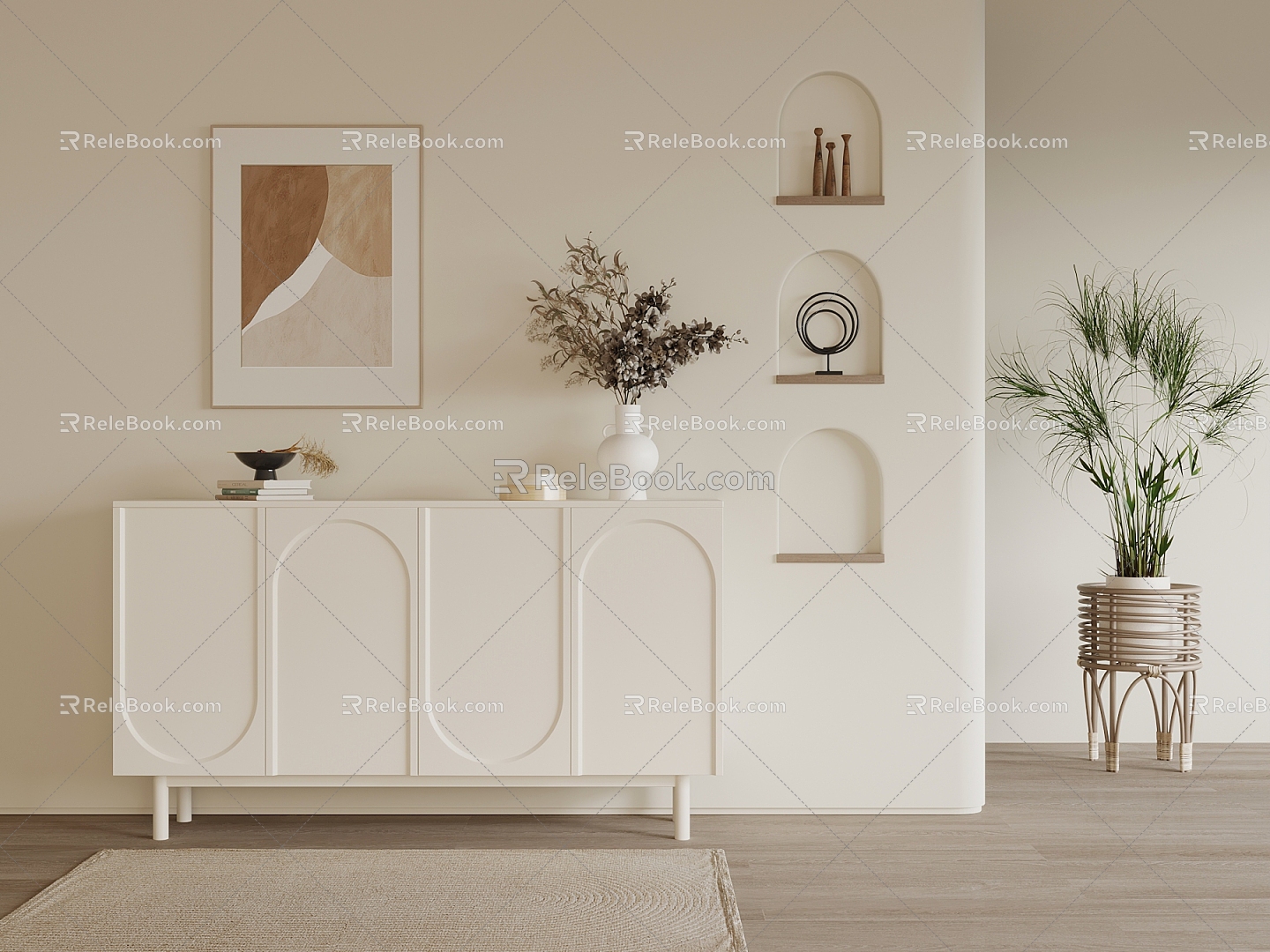 20 Entrance Cabinet Modern Cream Style Entrance Cabinet 3d model