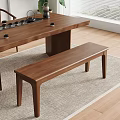 Simple Modern Wooden Bench In Dining Room With Wooden Table And Rug