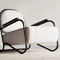 Modern Single Sofa With White Upholstery Black Metal Frame And Tufted Details For Living Room