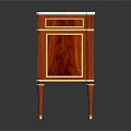 Vintage Wooden Dresser With White Marble Top Three Drawers Gold Accents