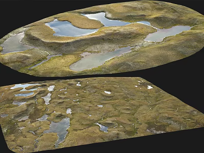 Scenic Garden Landscape With Multiple Water Ponds And Lush Green Grass Areas 3d model