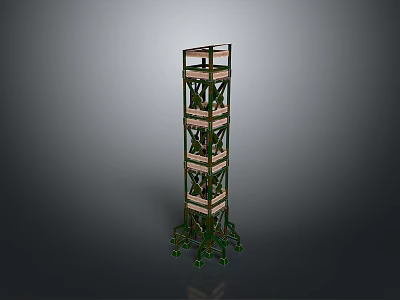 Multi Layer Metal Frame Structure With Green Support Legs And Platforms 3d model