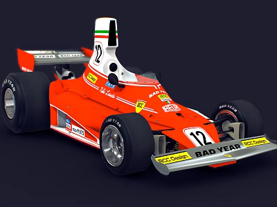 Electric Toy Red F1 Style Racing Car With Number 12 And Sponsor Decals 3d model