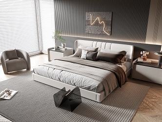 Modern Background Double Bed Double Bed 3d model