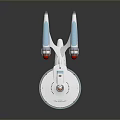 U.S.S. Enterprise Cosmic Spaceship Model With Disc Shaped Design Blue Engines And Red Thrusters