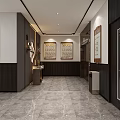 Modern Hall Interior Design With Black Ceiling Marble Floor Waiting Seats And Large Windows