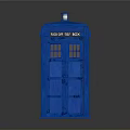 Blue Police Box Structure With Classic Design And Iconic Windows Doors