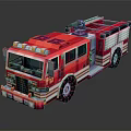 Red Block Style Fire Truck Toy With Ladder And Detailed Design