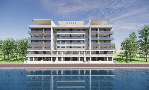 modern residential building multi-storey residence 3d model