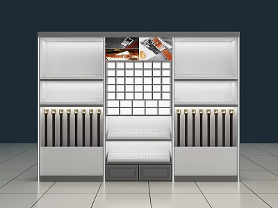 Shopping Mall Store Display Unit Featuring Grid Design Shelves And Neatly Arranged Items 3d model