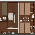 Modern Wooden Shoe Cabinet with Clothing Hanging Area Storage Space and Shoe Bench