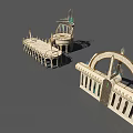 European style Architecture with Tower Arched Structures and Columns on Elevated Platform 3d model
