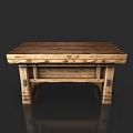 Rustic Wooden Table With Solid Wood Top Drawer And Sturdy Base